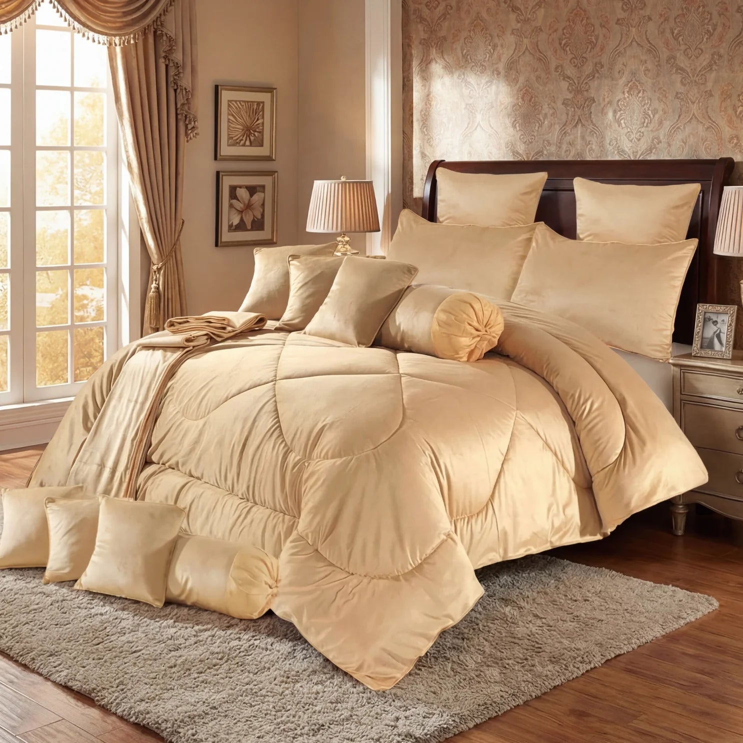 YELLOW REGAL COMFORTER SET - 14 PCS luxury