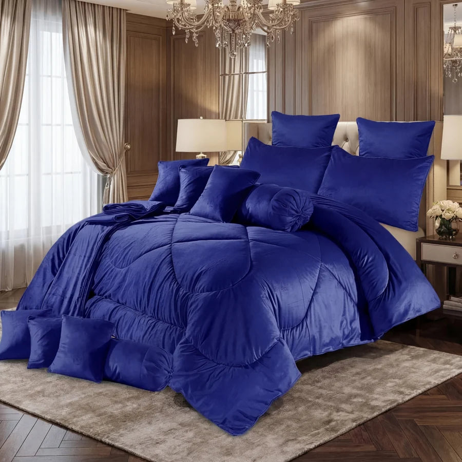 ROYAL BLUE COMFORTER SET - 14 PCS luxury